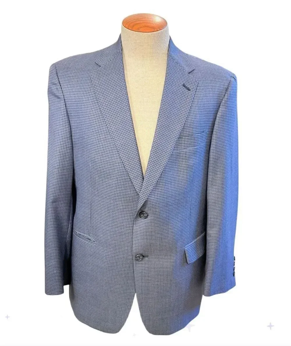 Hart Schaffner Marx Two-Button Blazer/Sport Coat Blue Micro-Houndstooth 42S